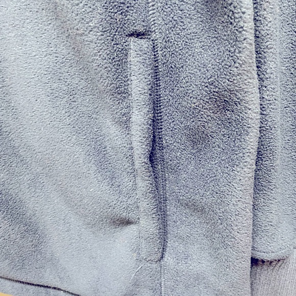 Men’s navy fleece jacket with knit collar and cuffs. - Picture 6 of 8